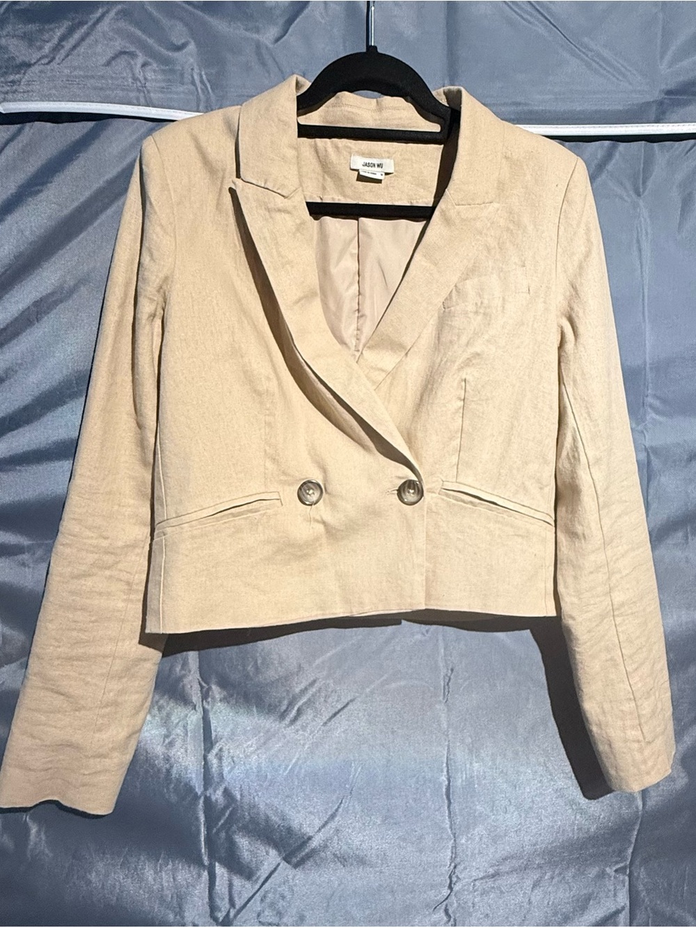 Jason Wu Cream Cropped Double-Breasted Blazer